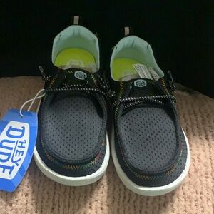 Hey Dude Kids Black Sneakers with Colorful Stitching